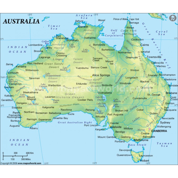 Australien Physik Karte